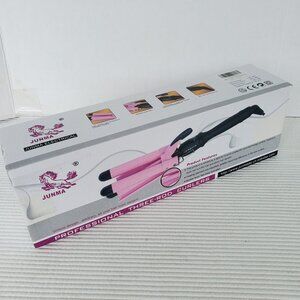 Junma Profesional 3 Rod Barrel Curlers Curling Iron With Pink New In Box Waver